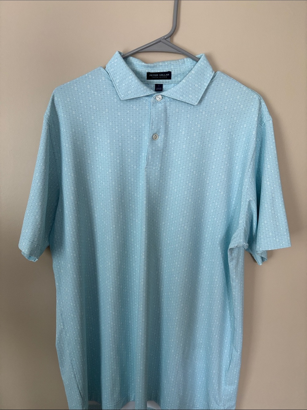 Peter Millar Crown Crafted Mint Blue Polo with Subtle Dot Texture